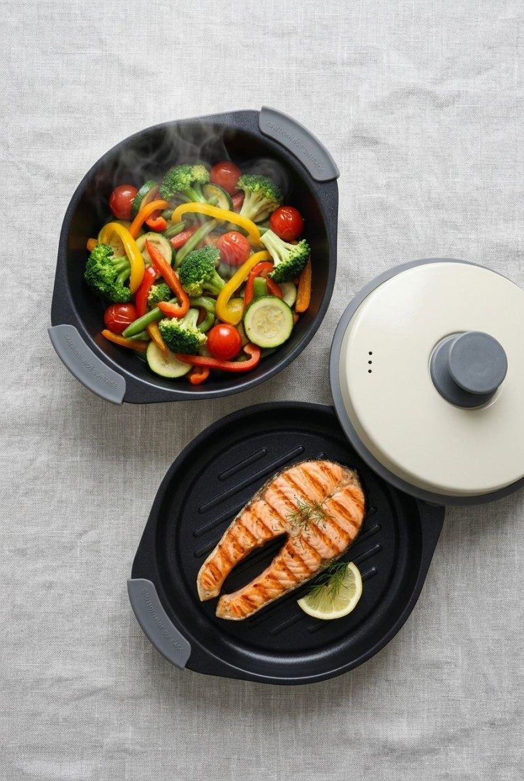 26.3cm diameter microwave oven grill with 1300ml deep pot capacity for family meals