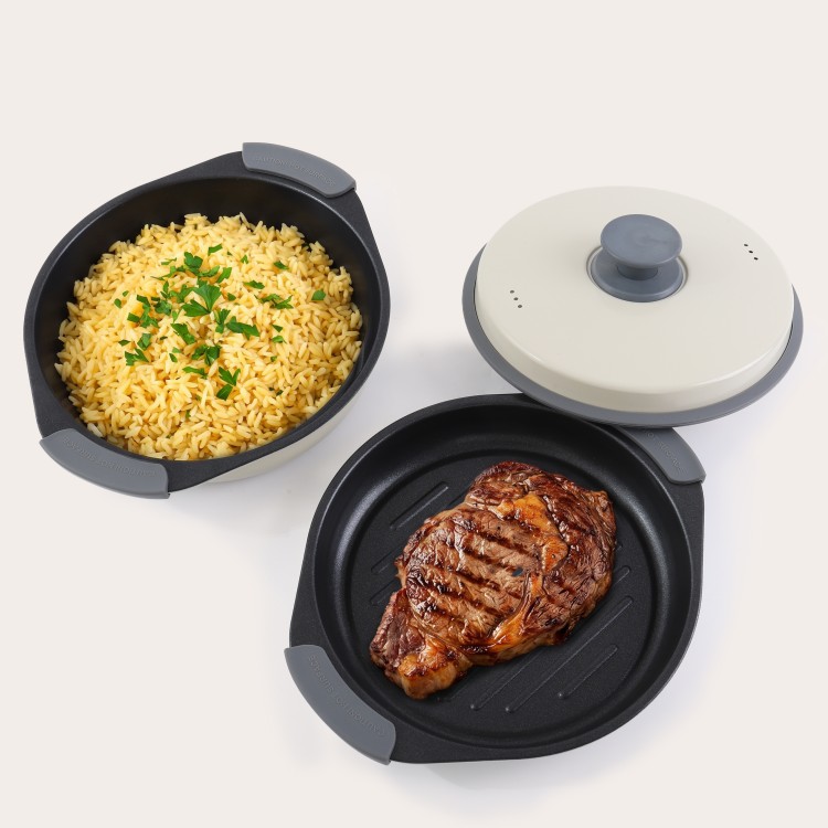Multi-pentola con grill a microonde per cucinare e preparare i pasti con poco olio