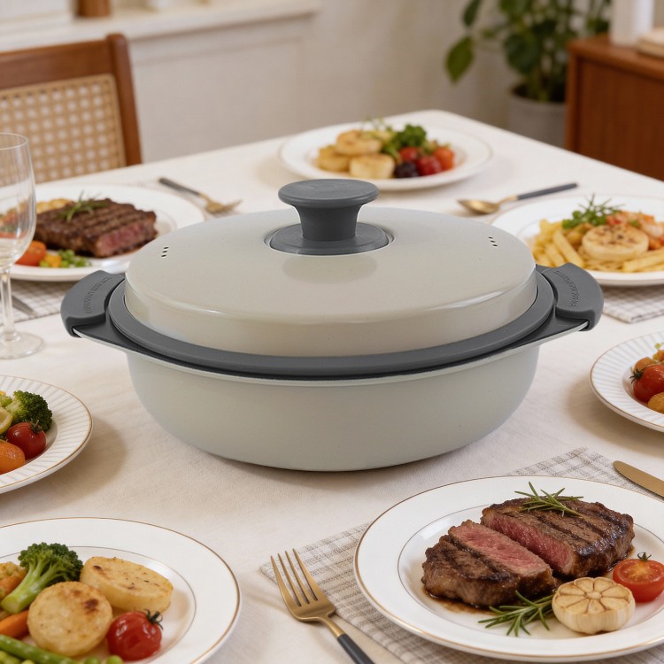 Multi-pentola con grill a microonde per cucinare e preparare i pasti con poco olio